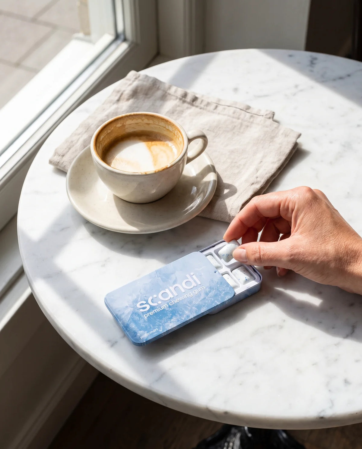 One piece of Scandi Gum after coffee